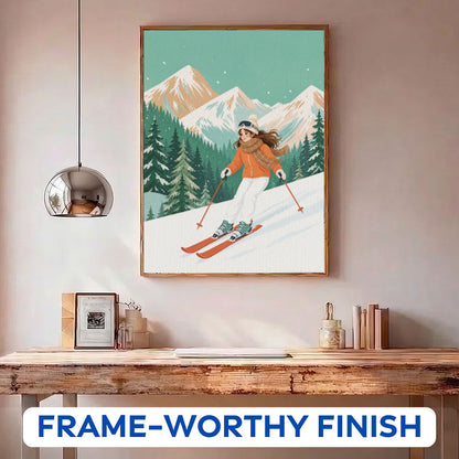 Mountain Girl Skiing | Paint by Numbers Kit