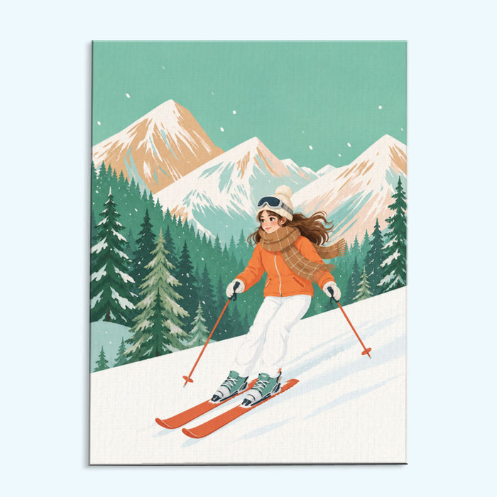 Mountain Girl Skiing
