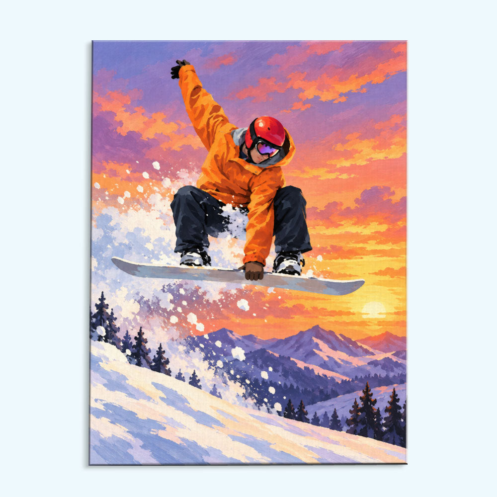 Sunset Snowboard Jump | Paint by Numbers Kit
