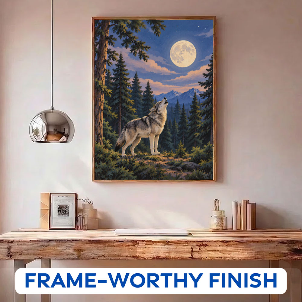 Howling Wolf Under the Full Moon | Paint by Numbers Kit