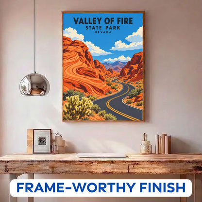 Valley of Fire State Park paint by numbers kit in a frame on the wall