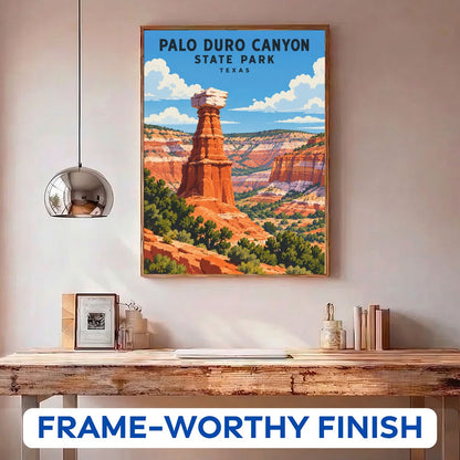 Palo Duro Canyon State Park paint by numbers kit in a frame on the wall