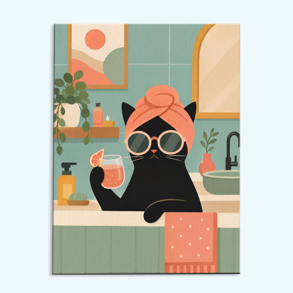 Spa Day Cat | Mini Paint by Numbers Kit