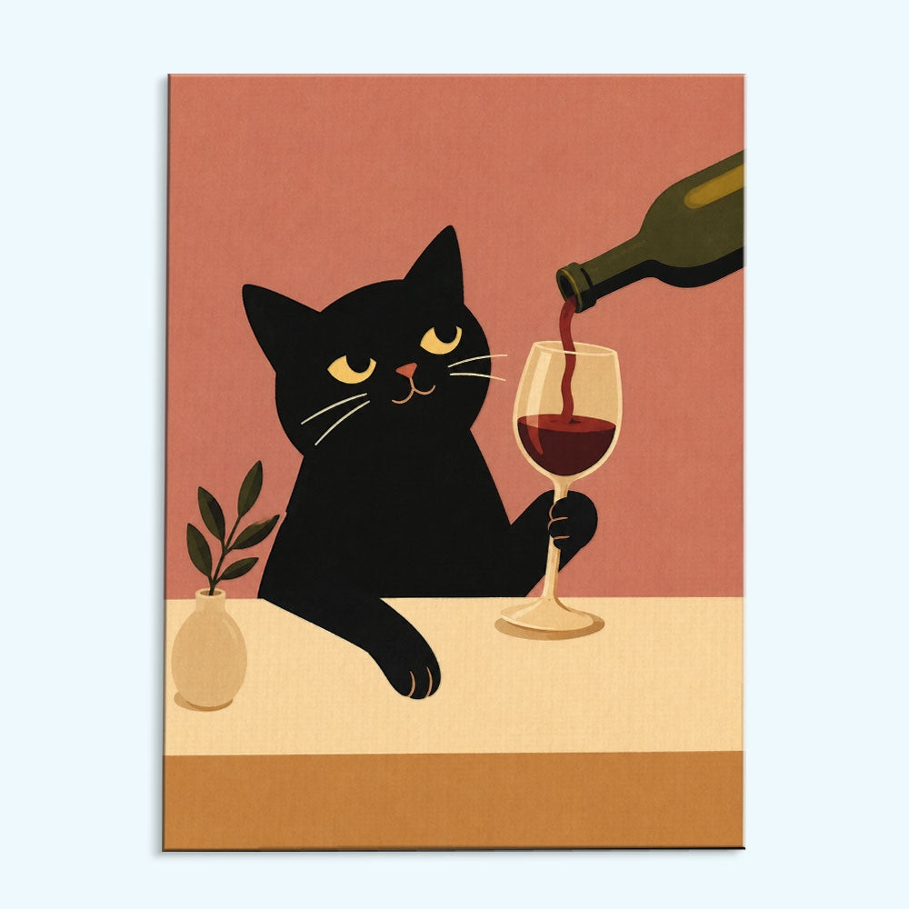 Wine Lover Cat | Mini Paint by Numbers Kit