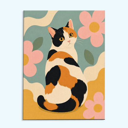 Calico Flower Cat | Mini Paint by Numbers Kit
