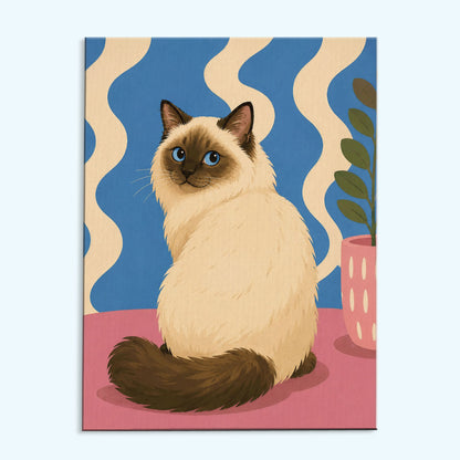 Blue Waves Siamese Cat | Mini Paint by Numbers Kit