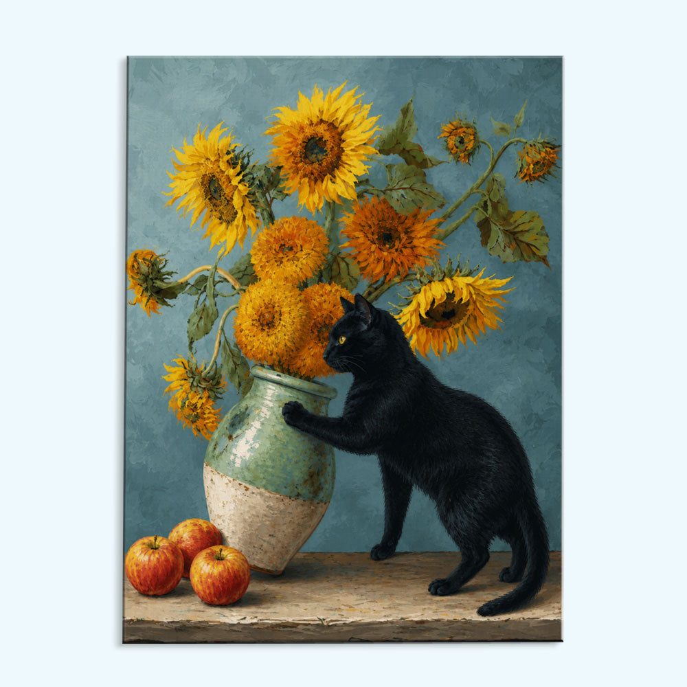Sunflower Vase Cat | Mini Paint by Numbers Kit