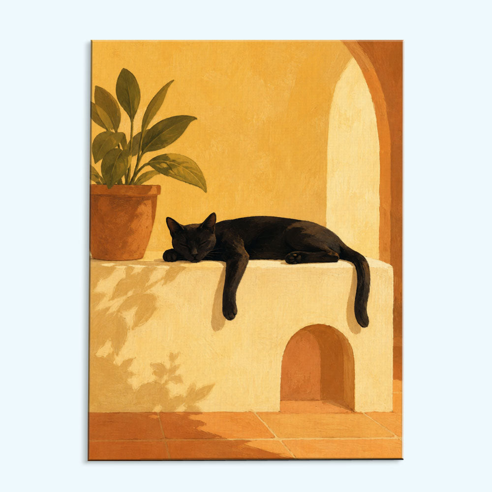 Sunlit Sleeping Cat | Mini Paint by Numbers Kit