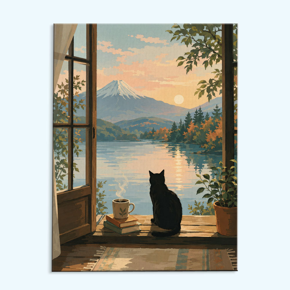 Window View Cat | Mini Paint by Numbers Kit