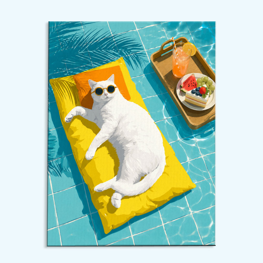 Pool Float Cat | Mini Paint by Numbers Kit