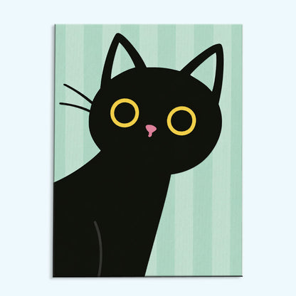 Curious Black Cat | Mini Paint by Numbers Kit