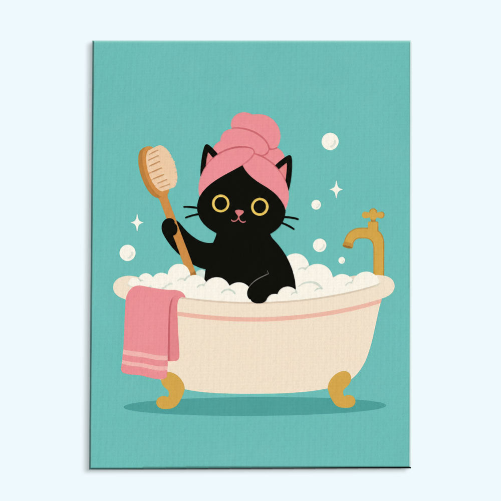 Bubble Bath Cat | Mini Paint by Numbers Kit