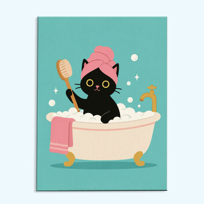 Bubble Bath Cat | Mini Paint by Numbers Kit