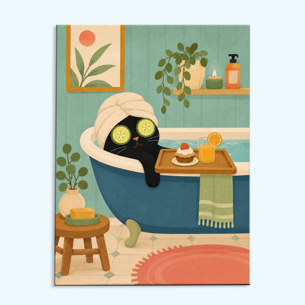 Spa Bath Cat | Mini Paint by Numbers Kit