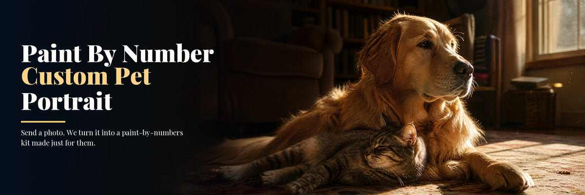 Paint By Number Custom Pet Portrait. Send a photo. We turn it into a paint-by-numbers kit made just for them.