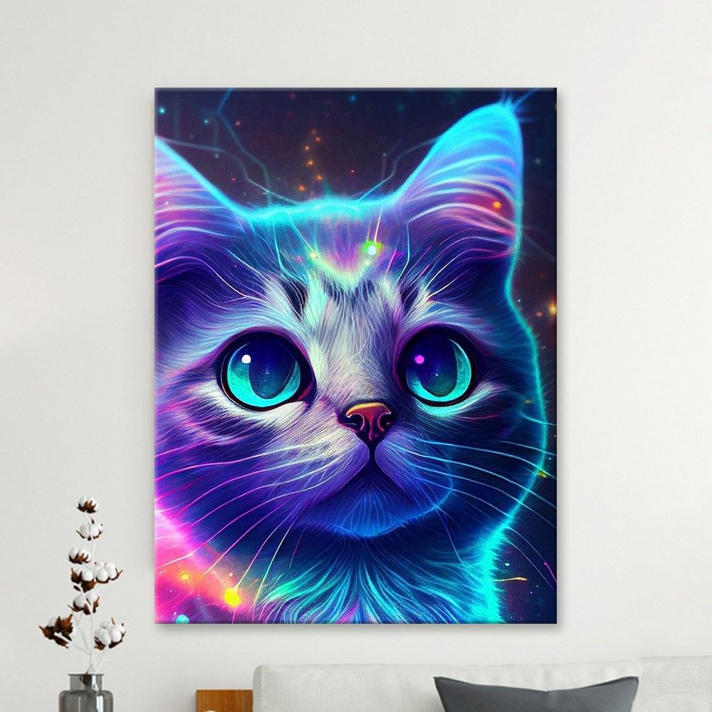 Cat Flame Portrait Diamond Painting