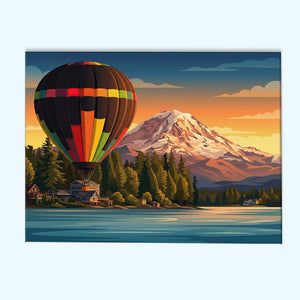 Balloon In Front Of Mount Rainier | Paint by Numbers Kit