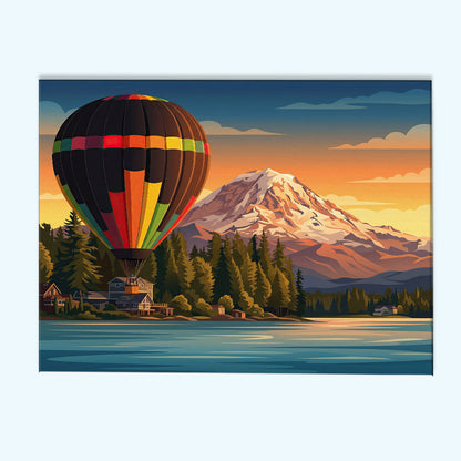 Balloon In Front Of Mount Rainier | Paint by Numbers Kit