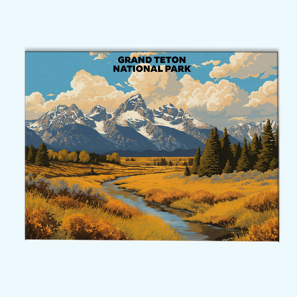 Grand Teton National Park - Landscape | Paint by Numbers Kit