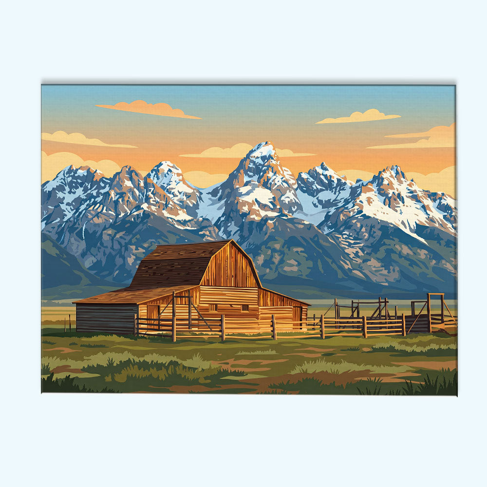 Moulton Barns on Mormon Row - Grand Teton | Paint by Numbers Kit