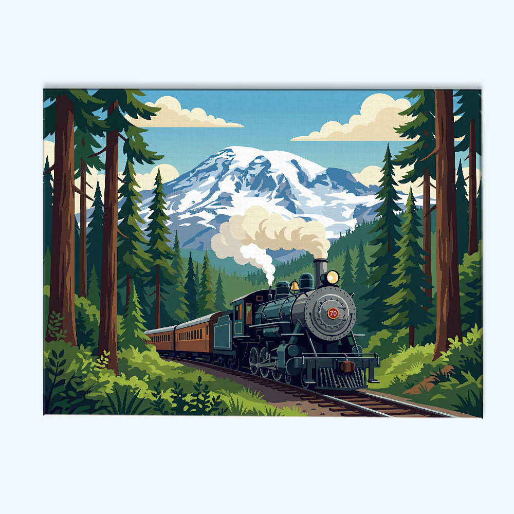 Mount Rainier Scenic Railroad Paint by Numbers Kit Wander Painting