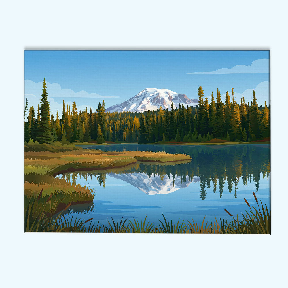 Reflection Lake - Mount Rainier | Paint by Numbers Kit