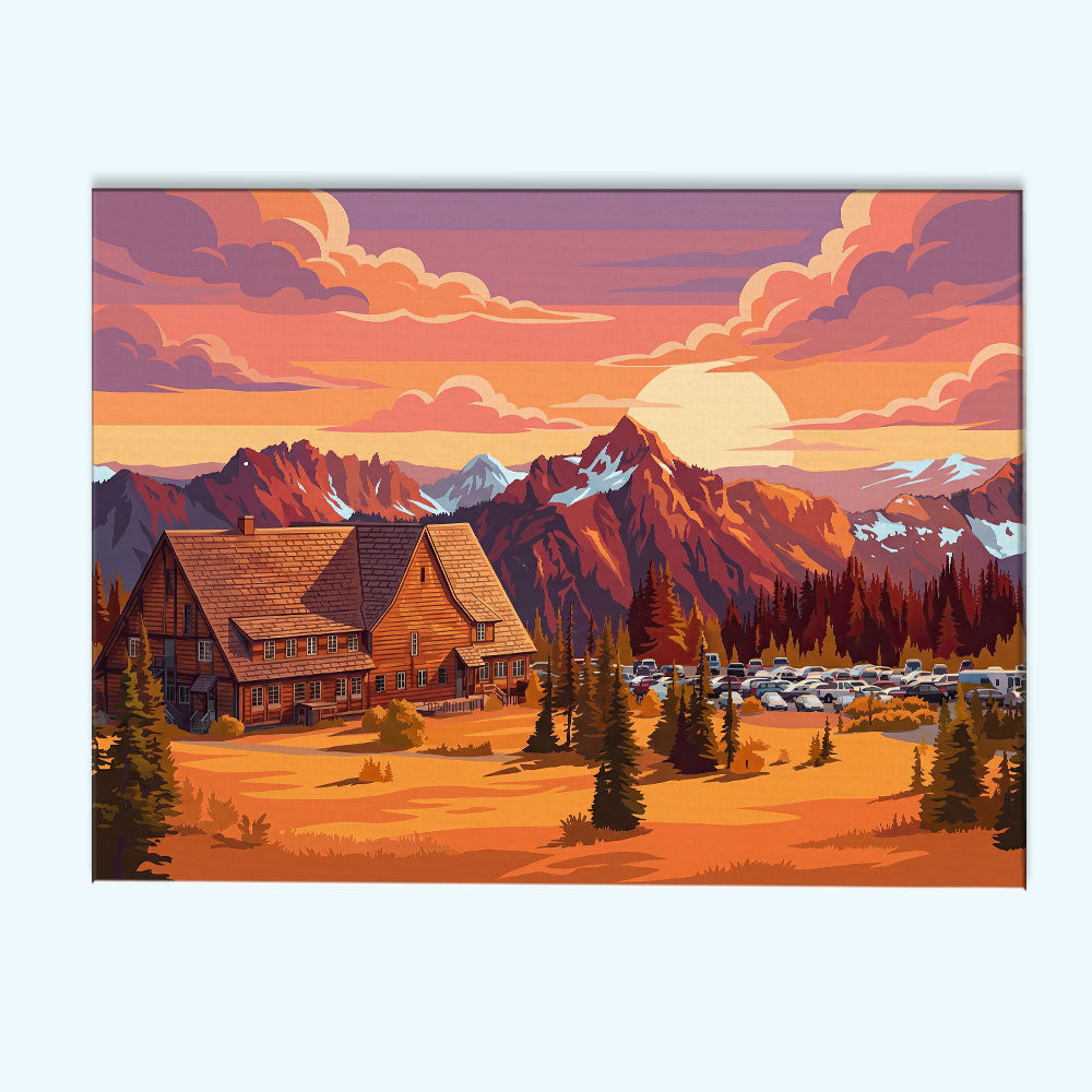 Sunrise Day Lodge - Mount Rainier | Paint by Numbers Kit