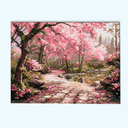 Serene Sakura Stone Path | Paint by Numbers Kit
