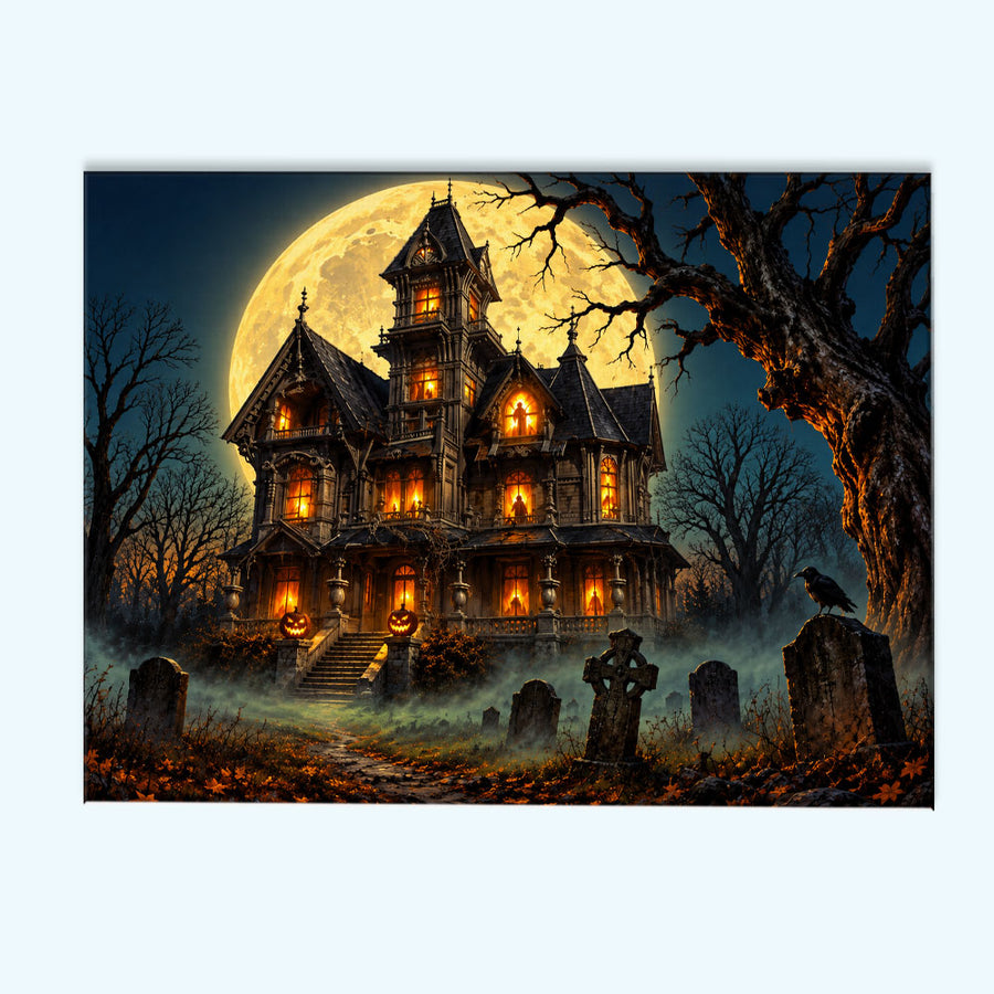 Moonlit Haunted Manor | Paint by Numbers Kit