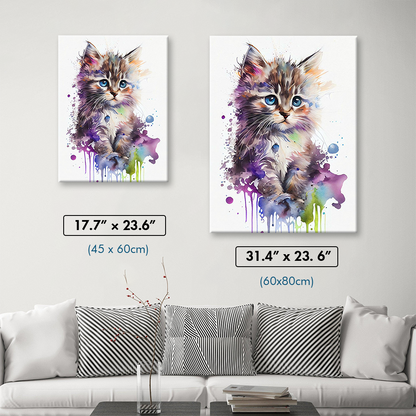 Kitty Colorful Drops Diamond Painting