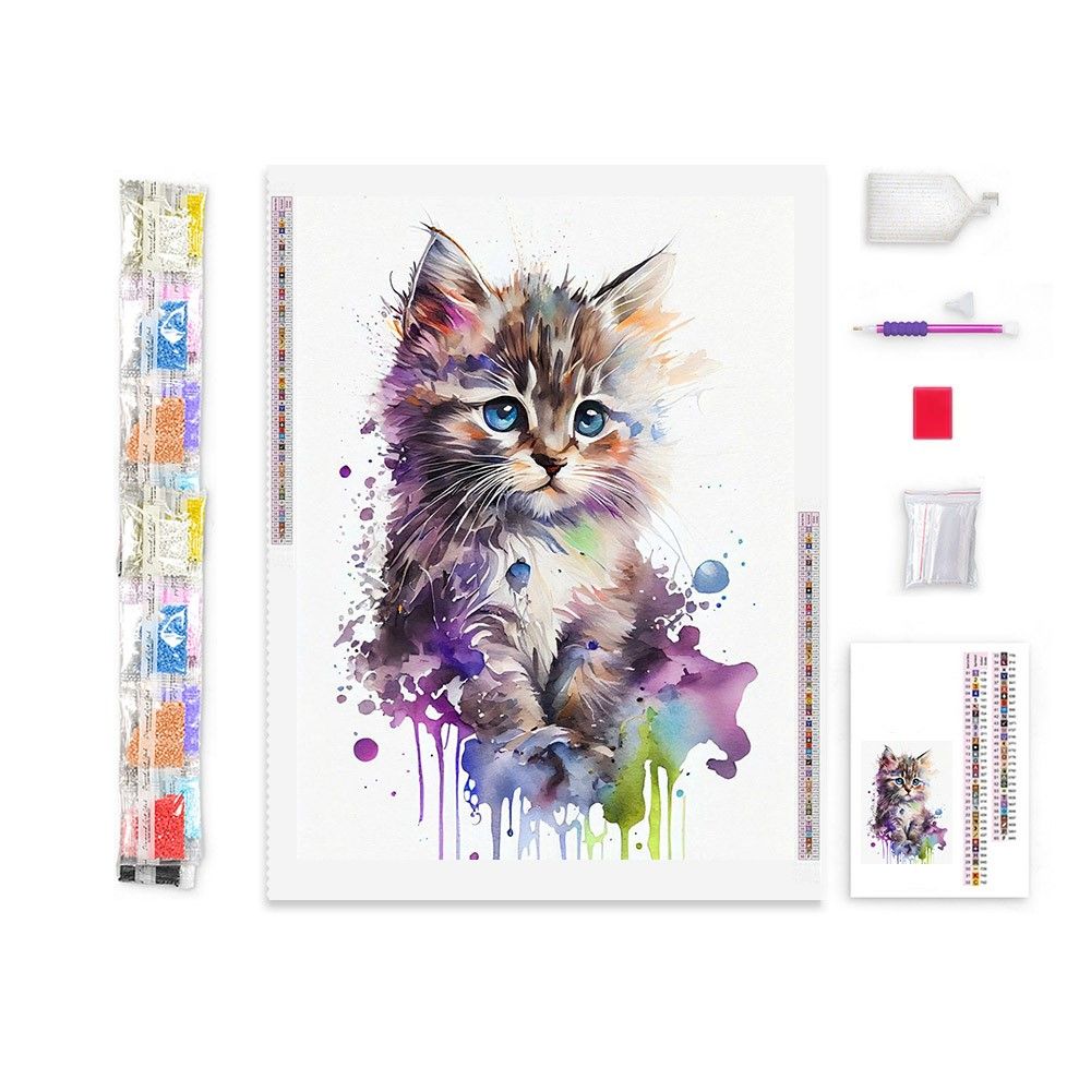 Kitty Colorful Drops Diamond Painting