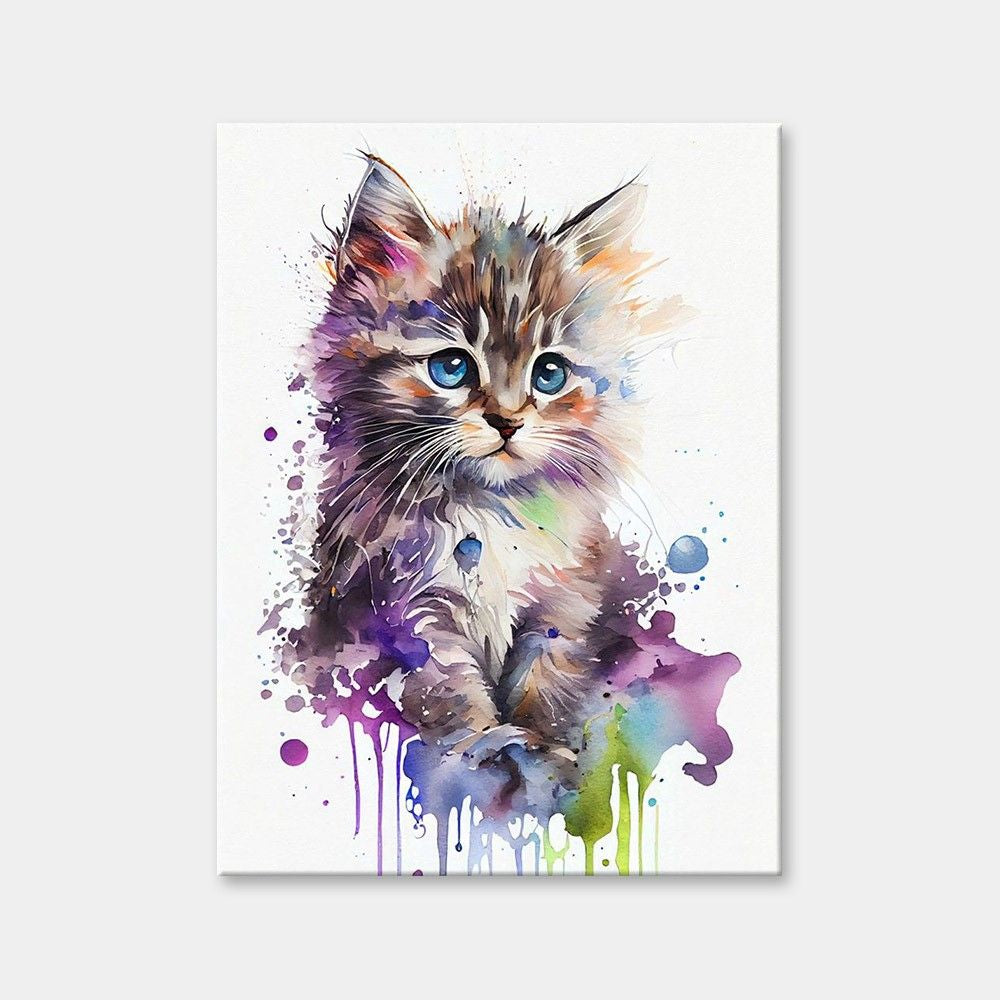 Kitty Colorful Drops Diamond Painting