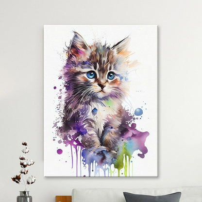 Kitty Colorful Drops Diamond Painting