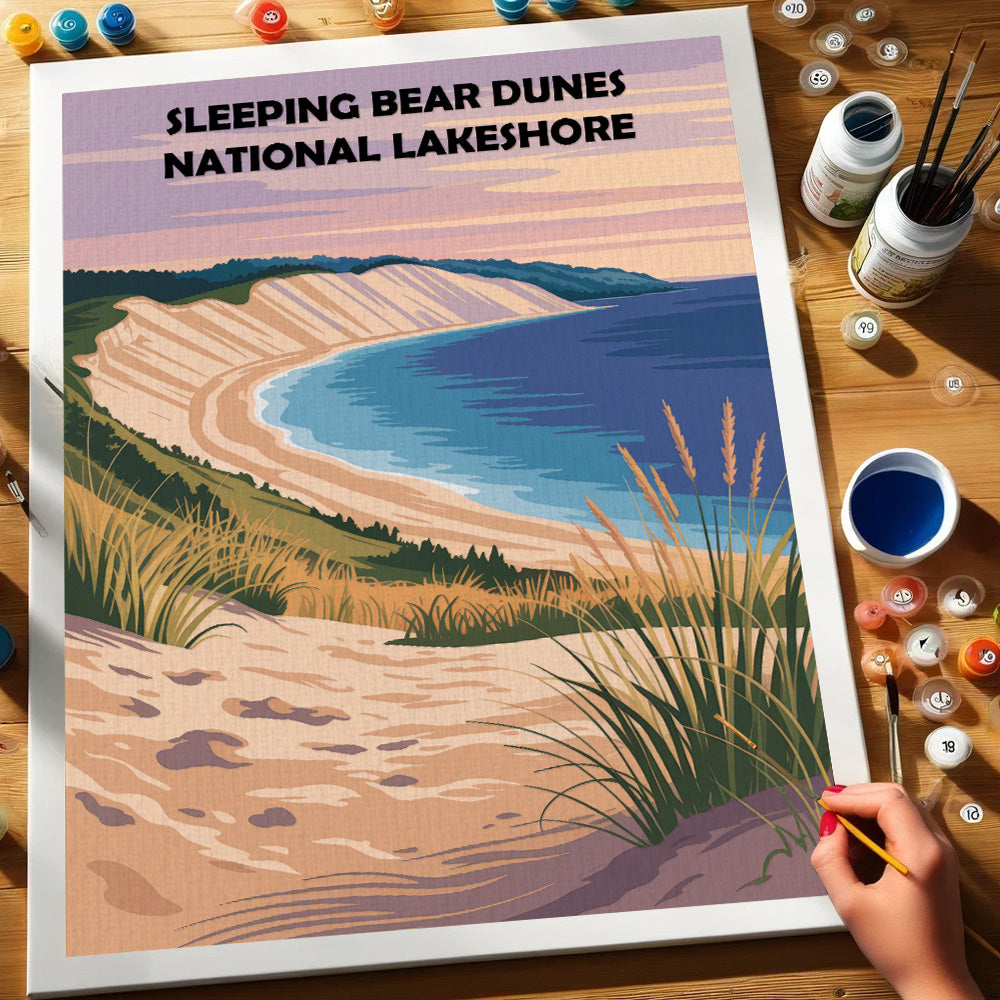 Sleeping Bear Dunes National Lakeshore Vintage Poster Puzzle - 500 Piece Premium Jigsaw For Adults