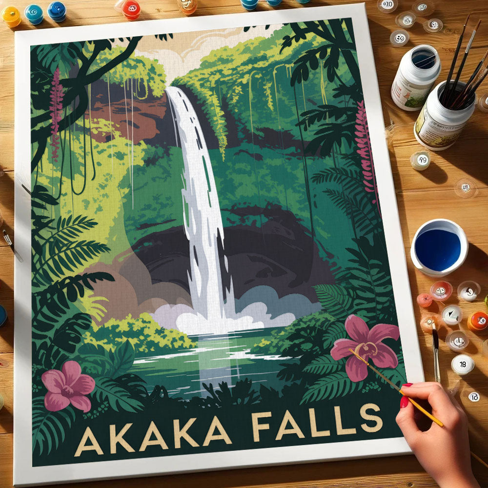Akaka Falls - U.S. Waterfalls | Paint by Numbers Kit