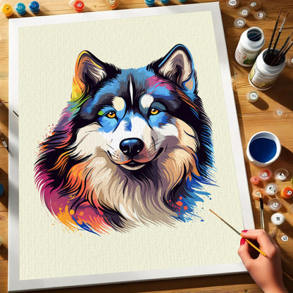 Alaskan Malamute - Colorful Dog | Paint by Numbers Kit