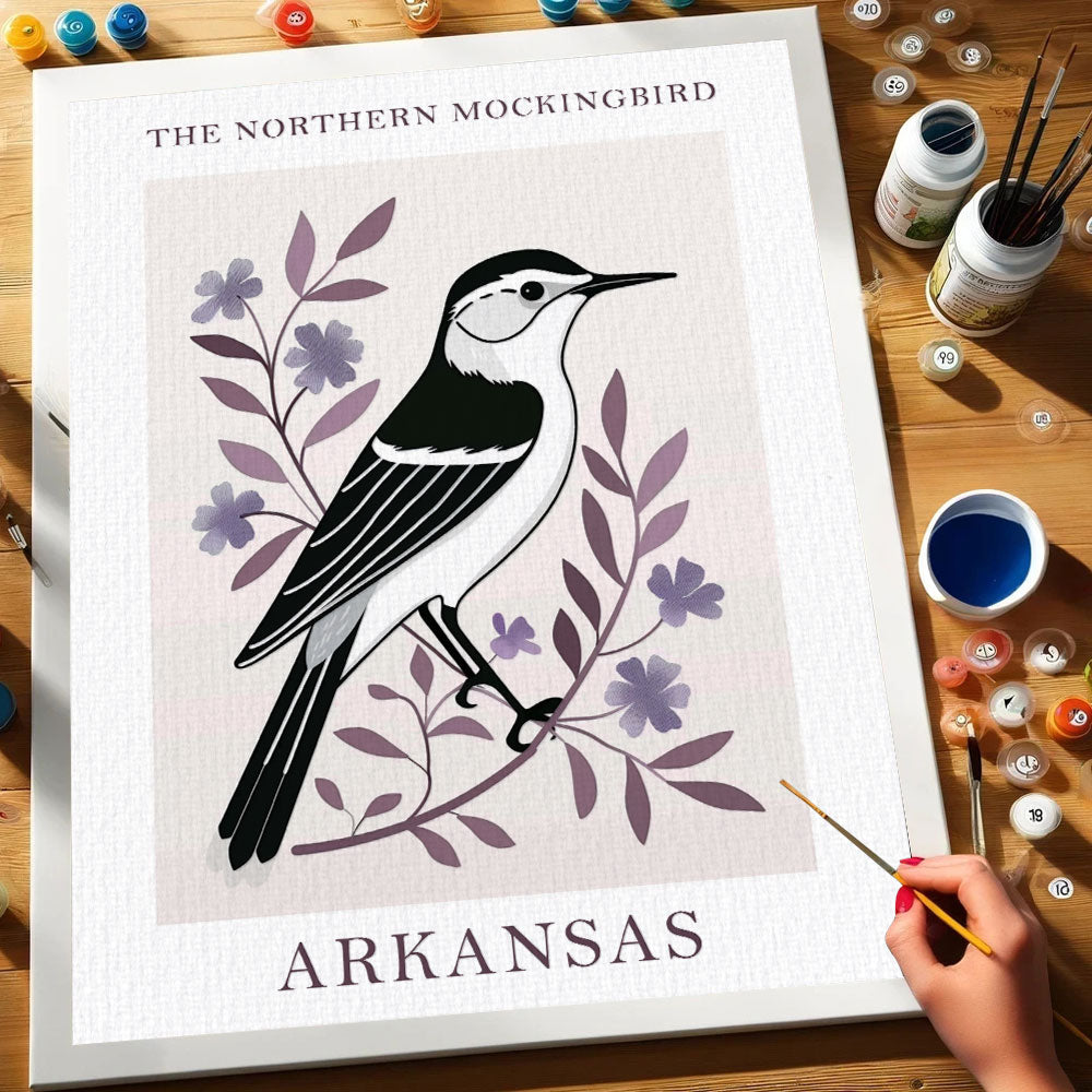 Arkansas State Bird Northern Mockingbird | Paint by Numbers Kit