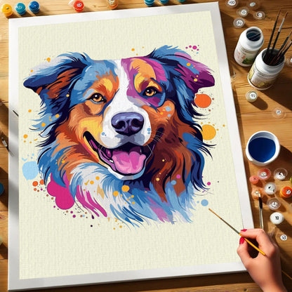 Australian Shepherd - Colorful Dog | Paint by Numbers Kit