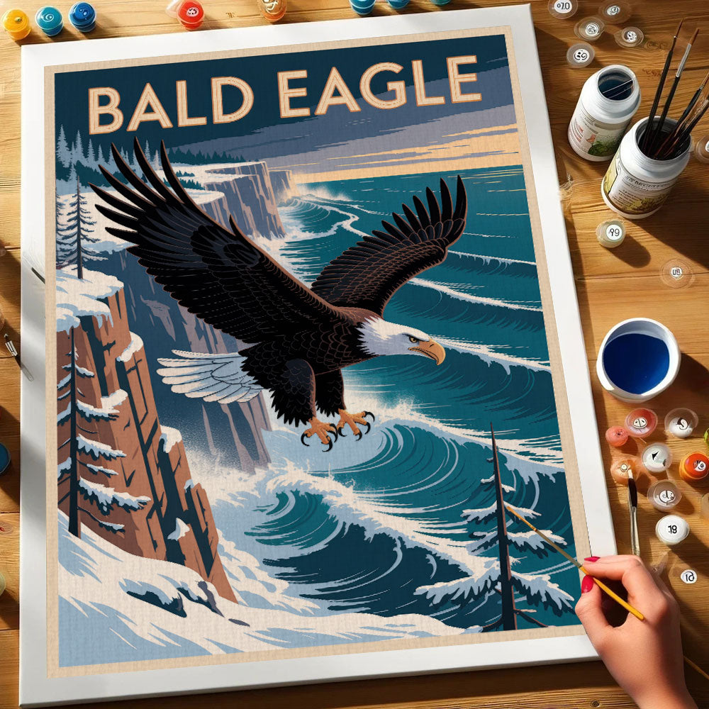 Weißkopfseeadler – Tierwelt des Nationalparks | Malen nach Zahlen-Set