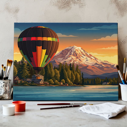 Balloon In Front Of Mount Rainier | Paint by Numbers Kit