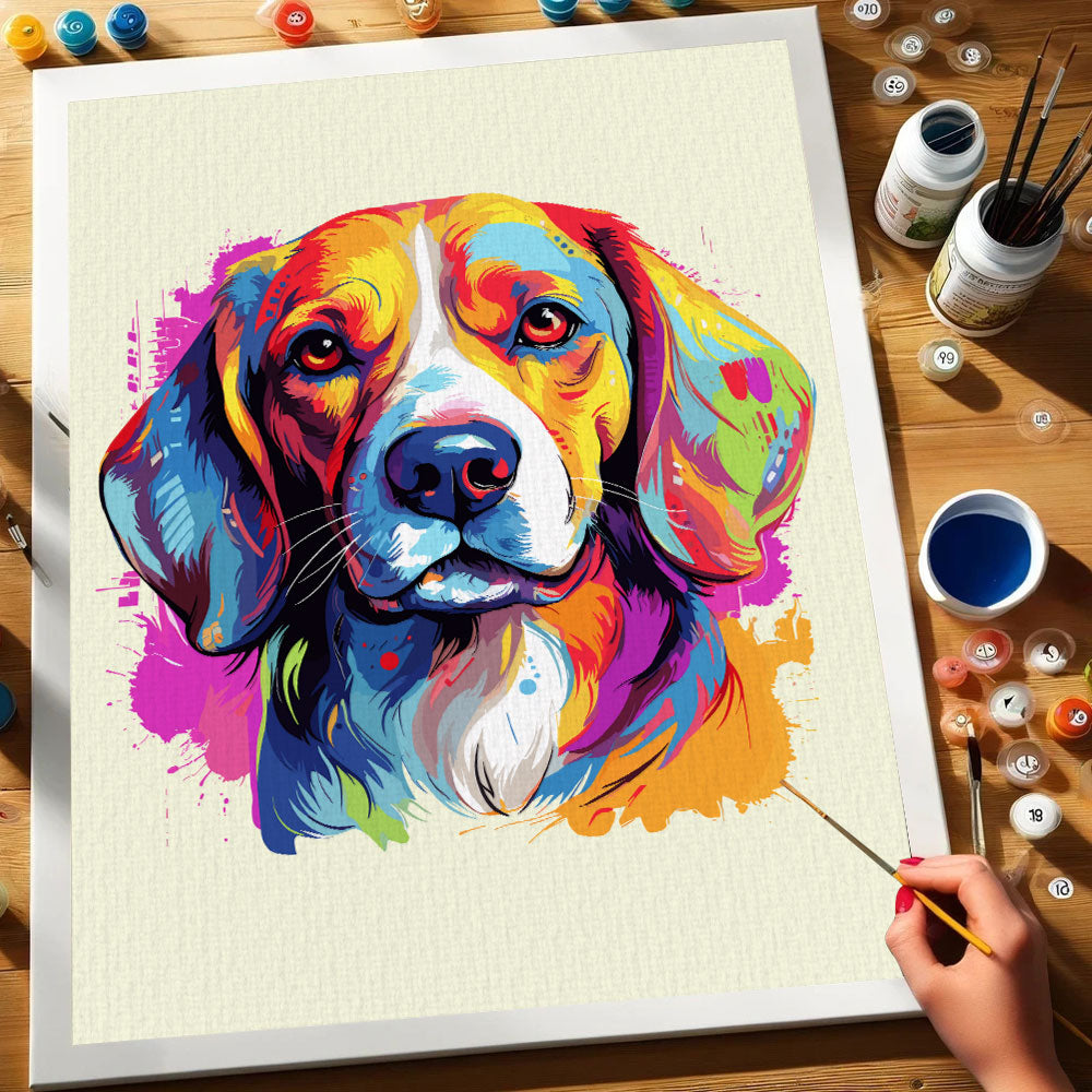 Beagle - Colorful Dog | Paint by Numbers Kit