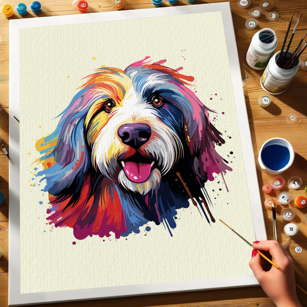 Bearded Collie - Colorful Dog | Paint by Numbers Kit