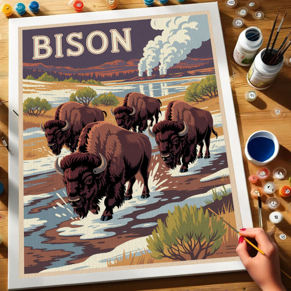 Bison – Tierwelt des Nationalparks | Malen nach Zahlen-Set