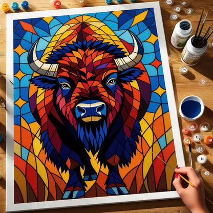 Bison Stained Glass - National Park Wildlife | Paint by Numbers Kit