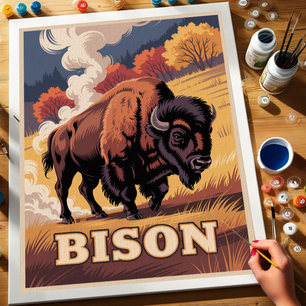 Bison 2 – Tierwelt des Nationalparks | Malen nach Zahlen Set