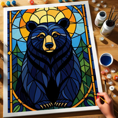Black Bear Stained Glass - National Park Wildlife | Paint by Numbers Kit
