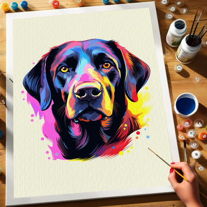 Black Labrador - Colorful Dog | Paint by Numbers Kit