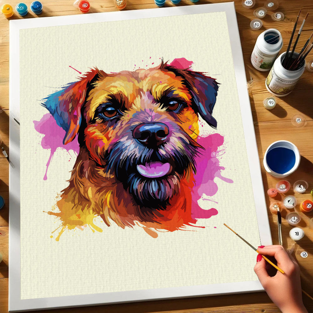 Border Terrier - Colorful Dog | Paint by Numbers Kit