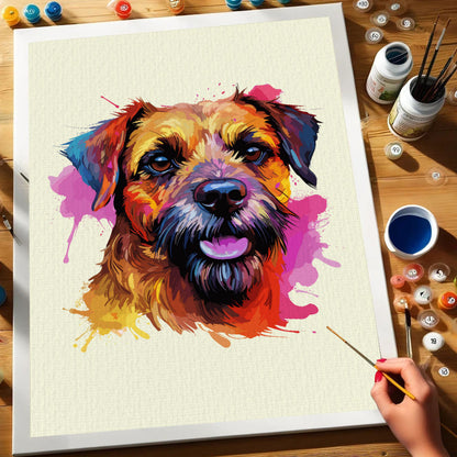 Border Terrier - Colorful Dog | Paint by Numbers Kit