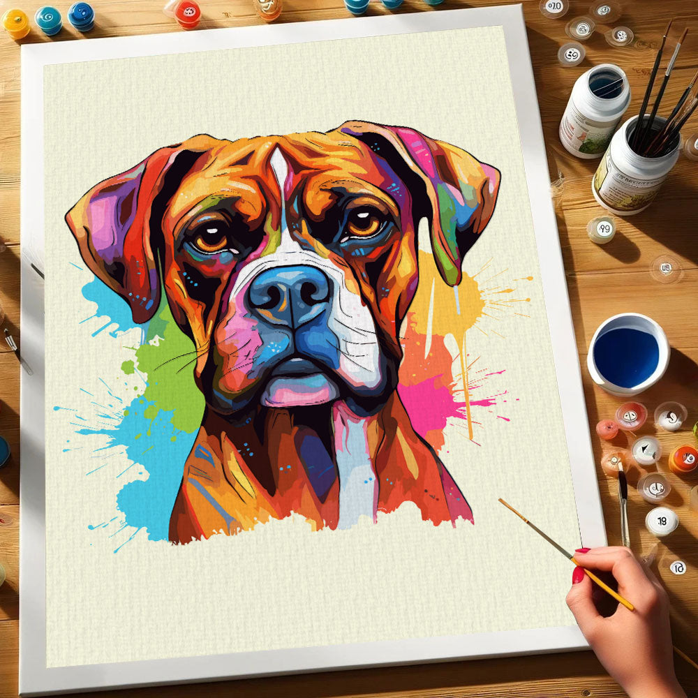 Boxer - Colorful Dog | Paint by Numbers Kit